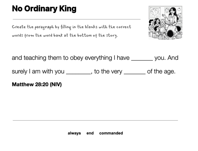 No Ordinary King fill-in-the-blank